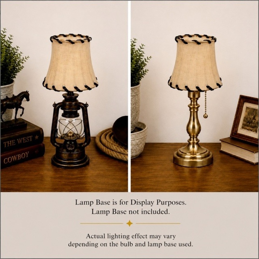 Vintage Rawhide Laced Clip-On Mini Lampshade 4" Western Cabin Shade